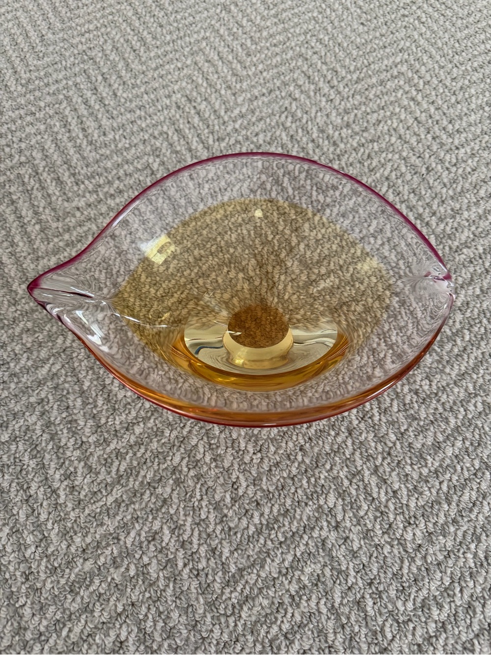 Waterford Evolution Tickled Pink console bowl 10” pink amber